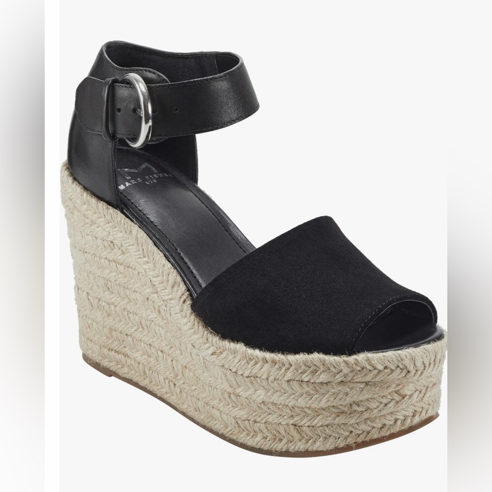 Mark Fisher Black Espadrille Wedge Sandals